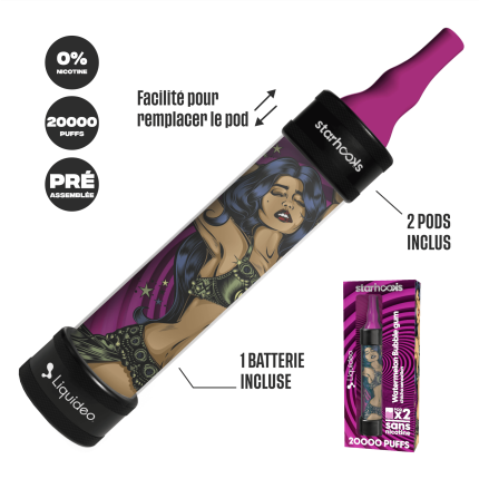 Starter Kit CHICHA Bubble Gum Pastèque - (Batterie + 2 Pods 10000)