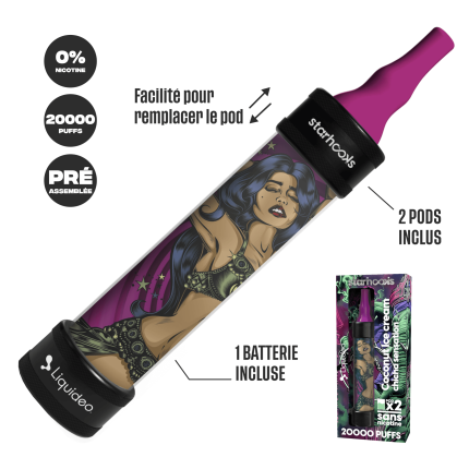 Starter Kit CHICHA Crème Glacée Coco - (Batterie + 2 Pods 10000) Starter Kit CHICHA Crème Glacée Coco - (Batterie + 2 Pods 10000)