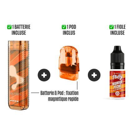 STARTER KIT PLUFFY 10000 PUFFS - Mango Peach STARTER KIT PLUFFY 10000 PUFFS - Mango Peach