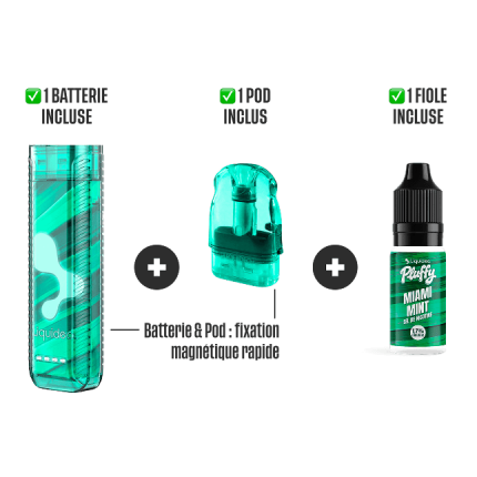 STARTER KIT PLUFFY 10000 PUFFS - Miami Mint STARTER KIT PLUFFY 10000 PUFFS - Miami Mint