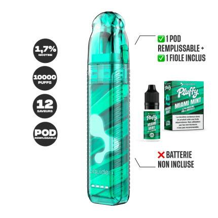 POD REMPLISSABLE PLUFFY 10000 PUFFS - Miami Mint POD REMPLISSABLE PLUFFY 10000 PUFFS - Miami Mint