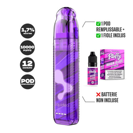 POD REMPLISSABLE PLUFFY 10000 PUFFS - Iced Grape POD REMPLISSABLE PLUFFY 10000 PUFFS - Iced Grape