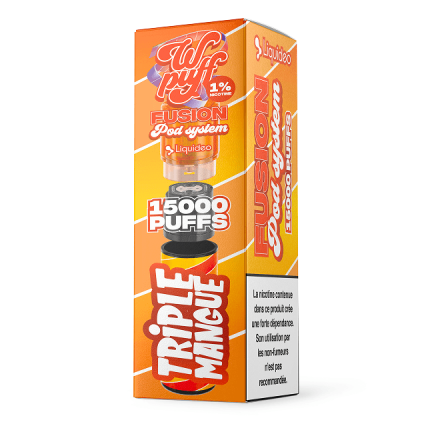 Starter Kit Triple Mangue - Wpuff Pod Fusion (Batterie + 1 Pod) - 15000 puffs Starter Kit Triple Mangue - Wpuff Pod Fusion (Batterie + 1 Pod) - 15000 puffs